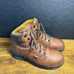 Timberland PRO Titan Brown Leather Safety Toe Work Boots Mens 8.5 26388